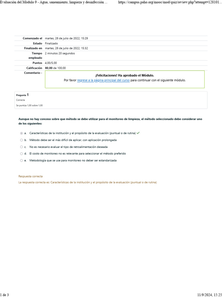 Evaluación Del Módulo 9 | PDF