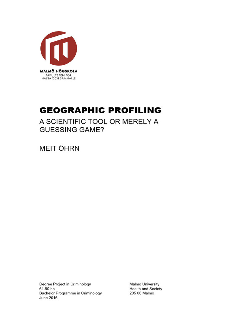 Geographical Profiling | PDF | Offender Profiling | Rationality