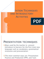 Presentation Techniques and Introductory Activities