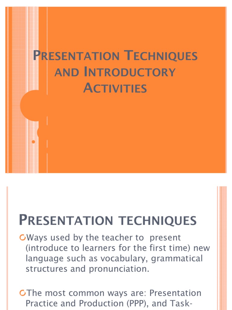 Presentation Techniques and Introductory Activities PDF Second