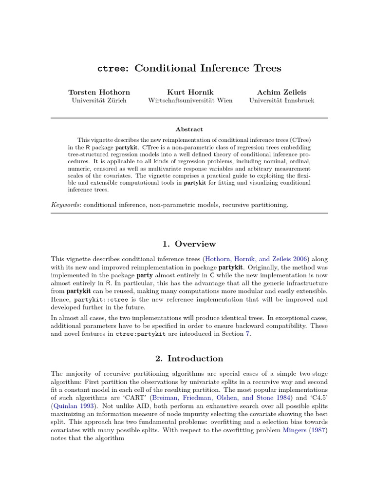 Conditional Inference Trees in R | PDF | Dependent And Independent ...