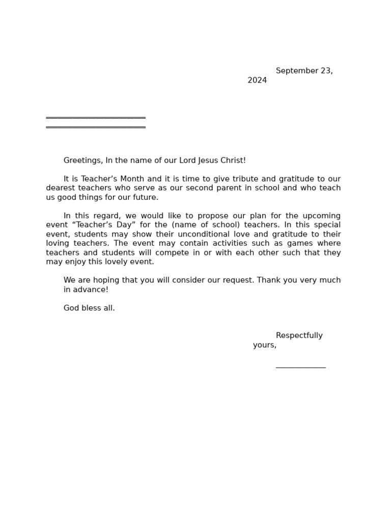 Letter Teachers Day | PDF