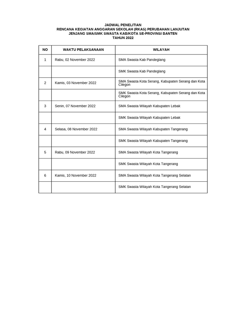 Jadwal verval arkas 2022 pdf