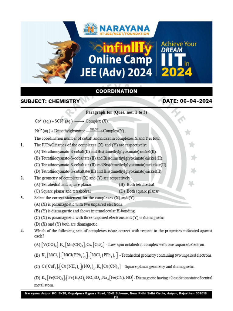 Coordination Compound Pdf