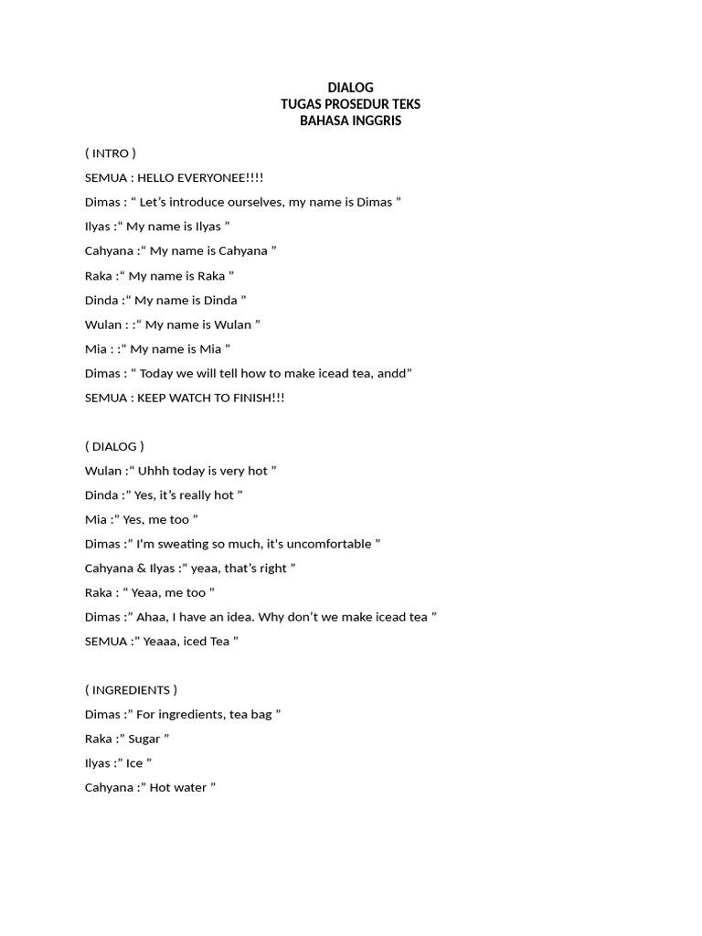 Dialog B. Inggris Produce Text | PDF