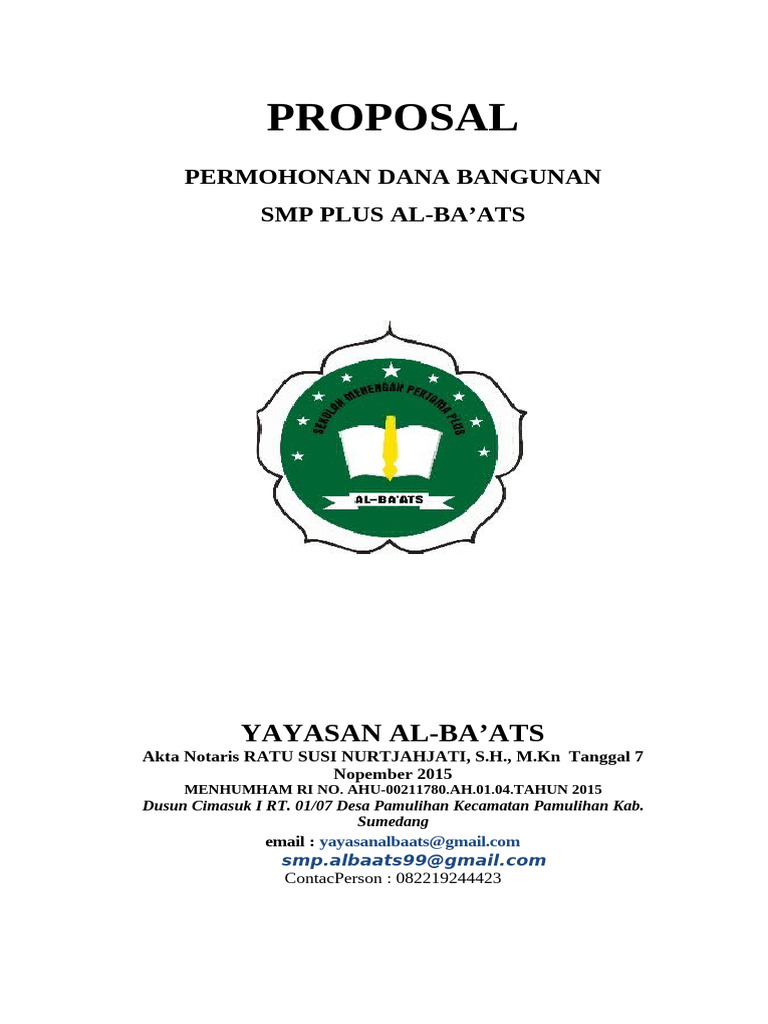 Proposal SMP Al-Ba Ats Bangunan | PDF