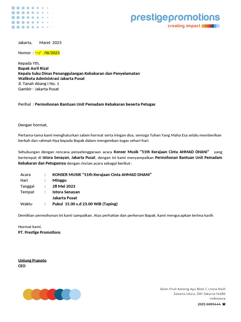 Surat Permohonan Damkar Pdf