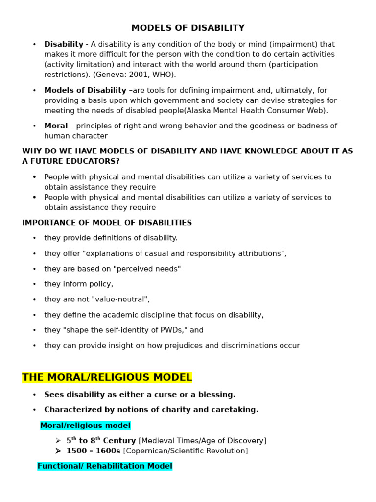Models Of Disability