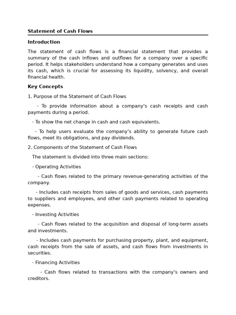 Lecture Notes Statement of Cash Flows | PDF