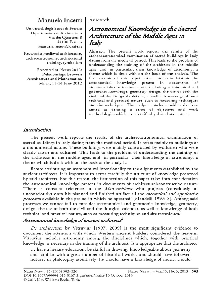 Astronomical Knowledge in The Sacred Arc | PDF