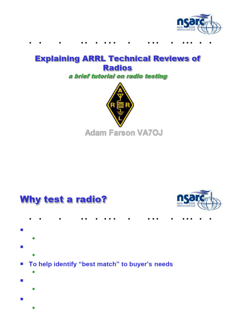 NSARC - ARRL Radio Tech Reviews | PDF