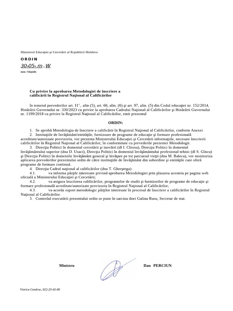 Omec Nr. 770 Din 30.05.24 Metodologia de Inscriere in RNC | PDF
