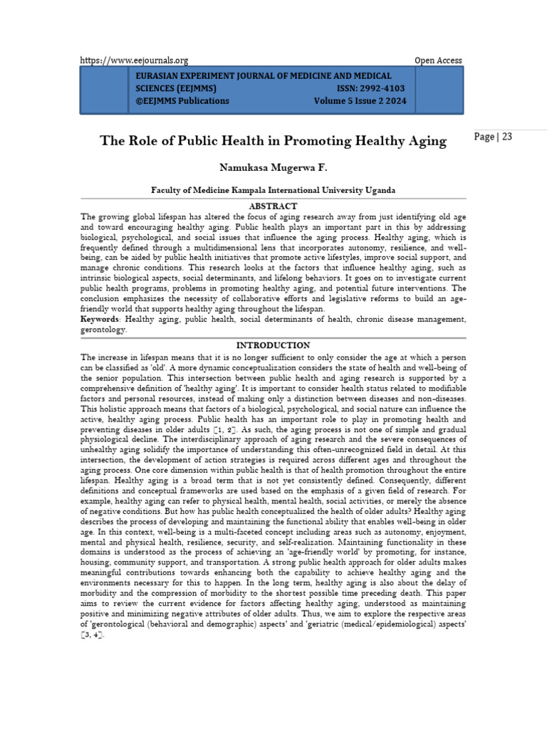 The Role of Public Health in Promoting Healthy Aging (WWW - Kiu.ac - Ug ...