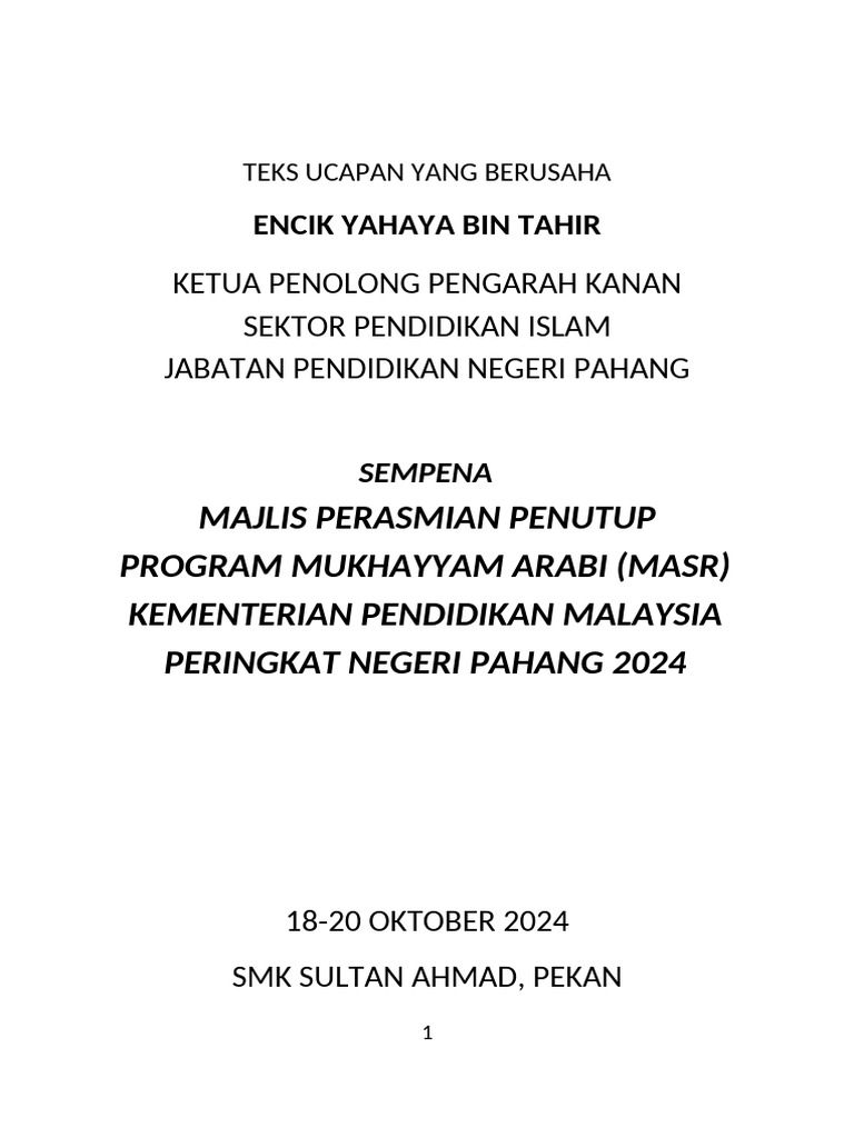 Teks Ucapan Perasmi | PDF