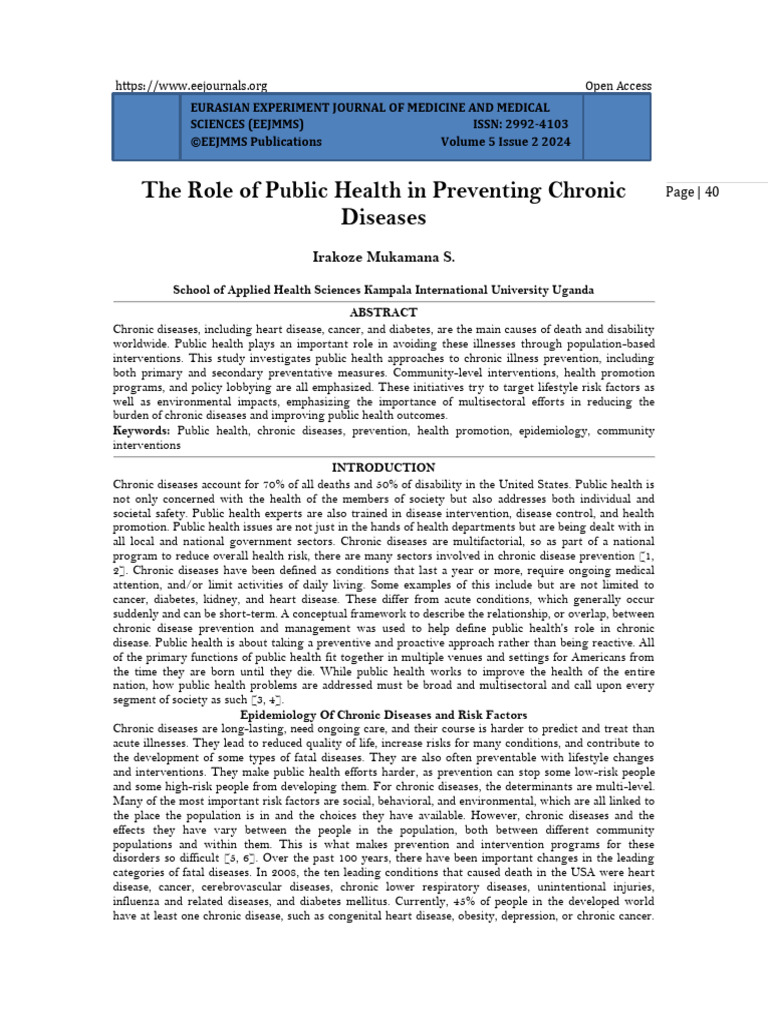 The Role of Public Health in Preventing Chronic Diseases (WWW - Kiu.ac ...