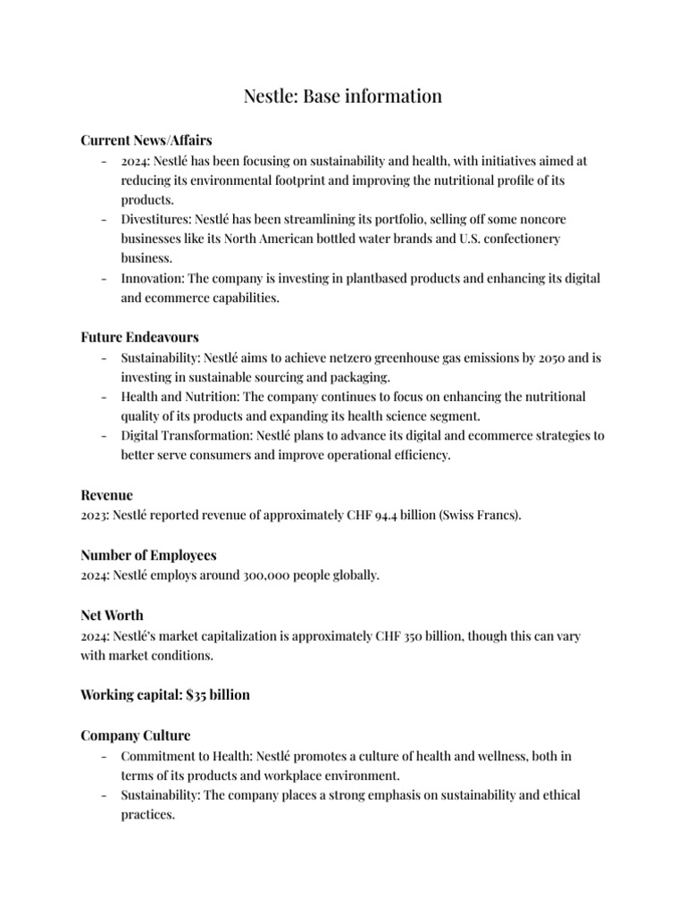 Nestle basic info pdf