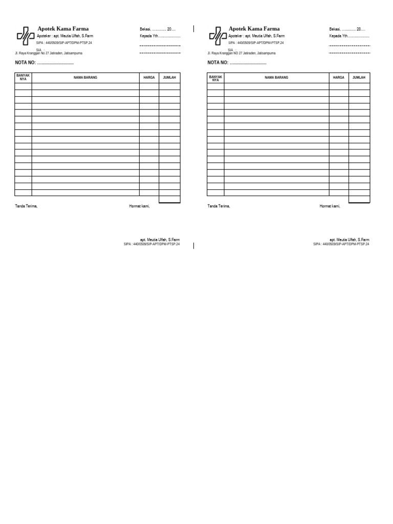 SP, NOTA, Tanda Terima Faktur Apotek MJ PDF