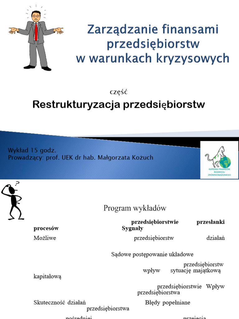 Wykład 1 Symptomy Kryzysu W Przedsiębiorstwie | PDF