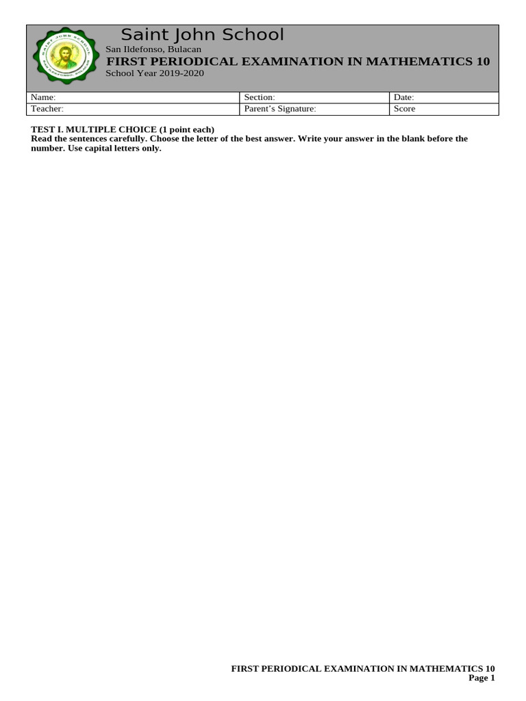 Exam Template | PDF