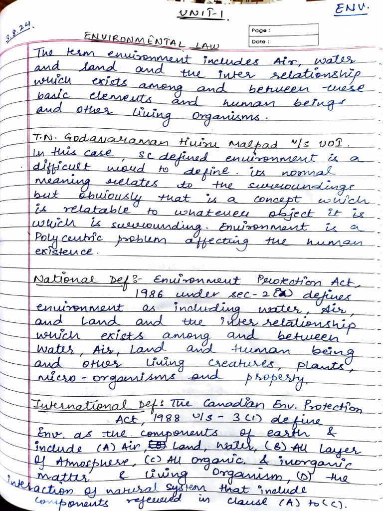 Env Law Notes Pdf