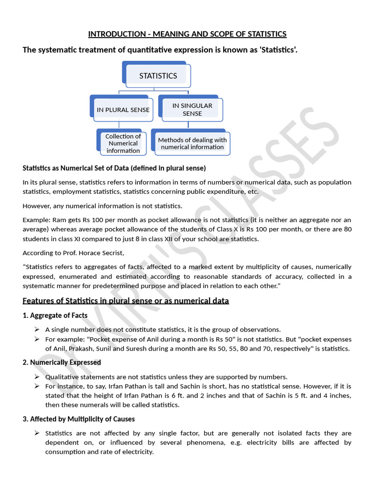 Meaning and Scope of Statistics | PDF