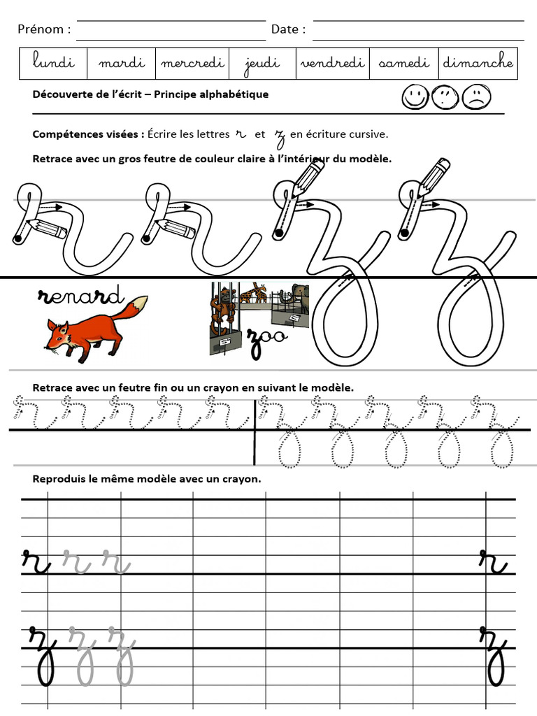 Fiche Lettres r Et z | PDF