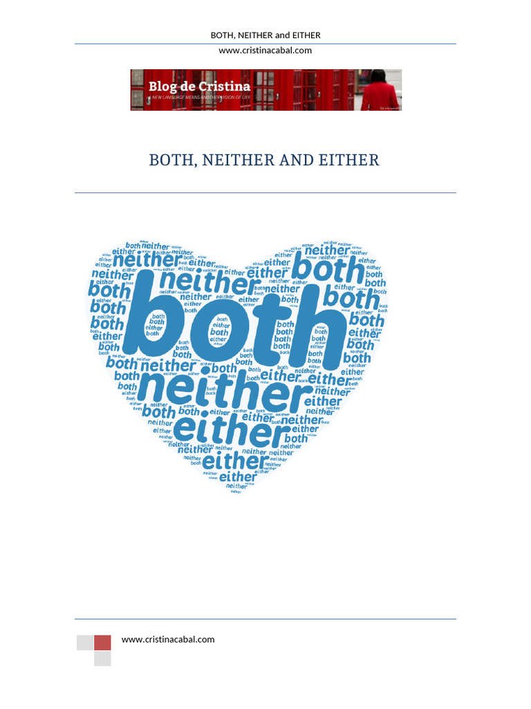 Both Neither Either Grammar | PDF