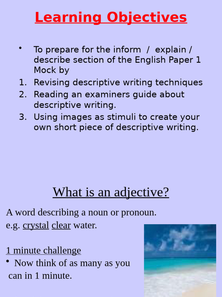 Descriptive Writing | PDF