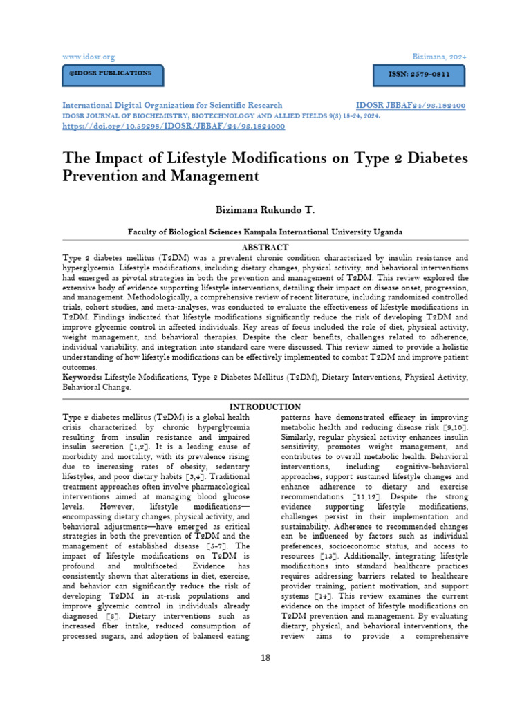 The Impact of Lifestyle Modifications On Type 2 Diabetes Prevention and ...