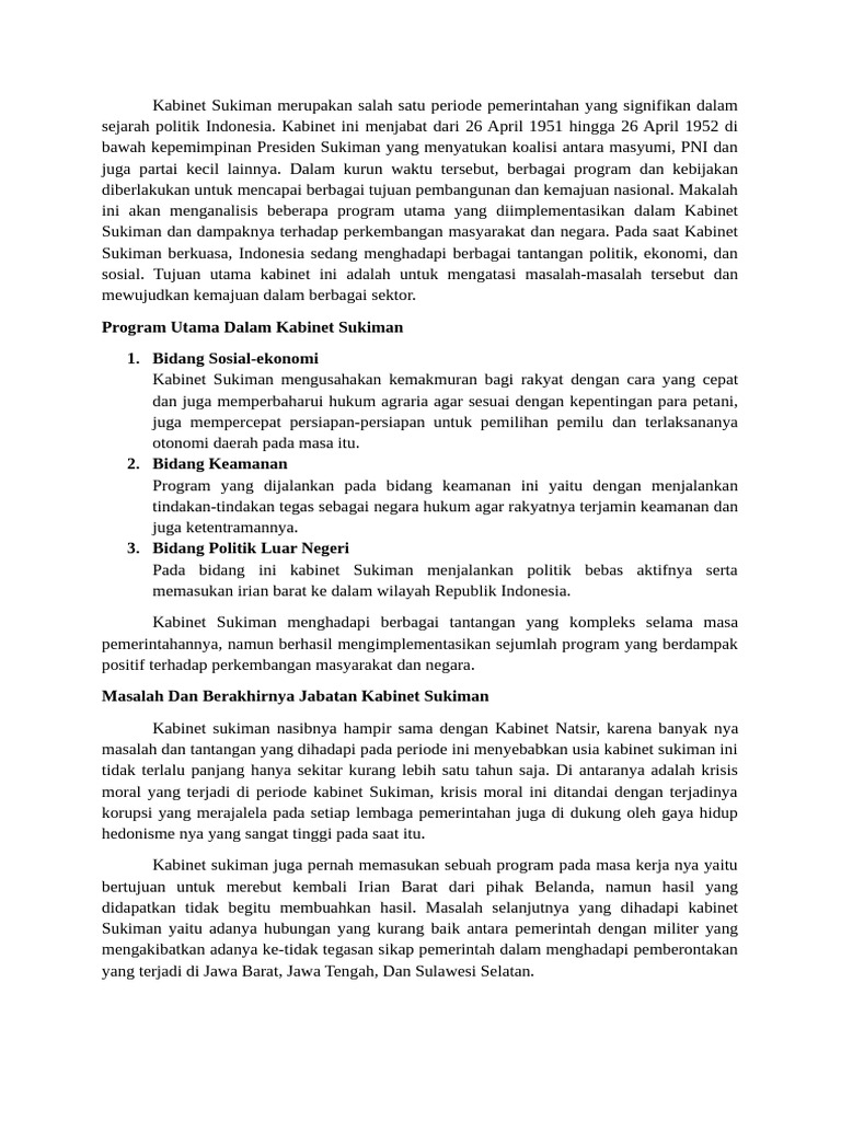 Kabinet Sukiman | PDF