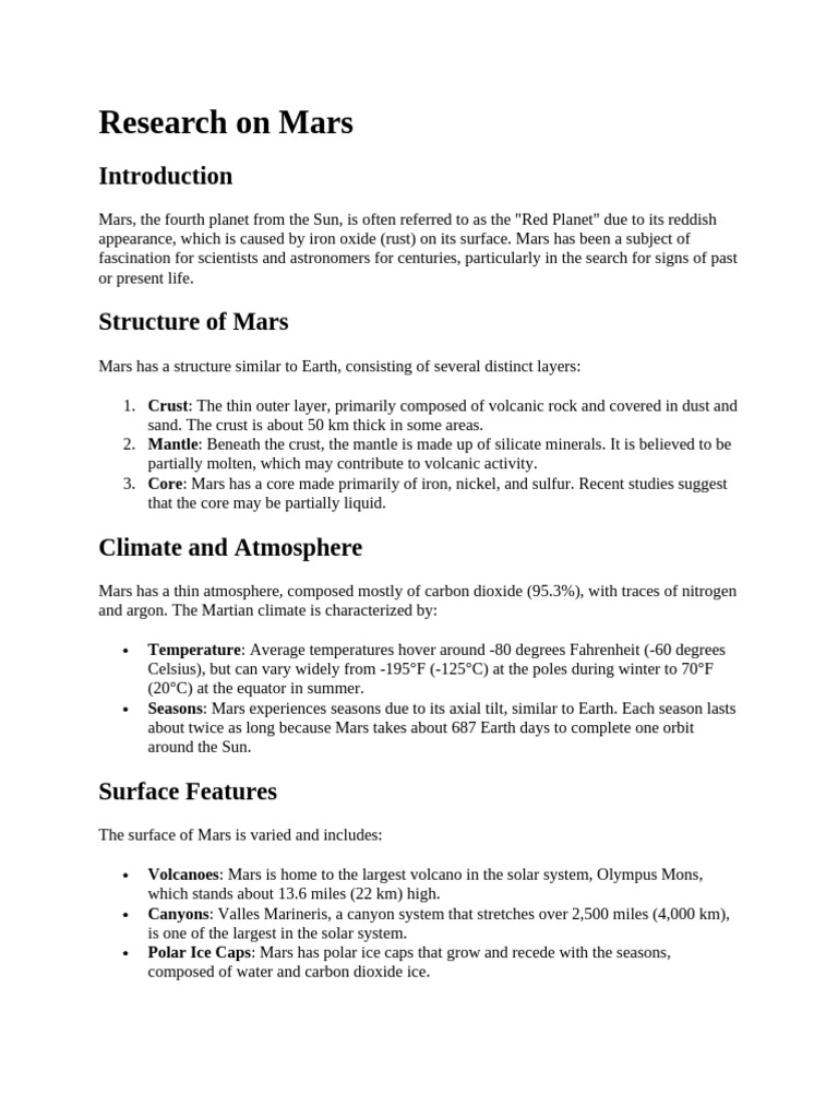 Research On Mars | PDF