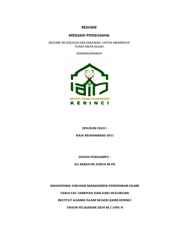 RESUME Raja 2 | PDF