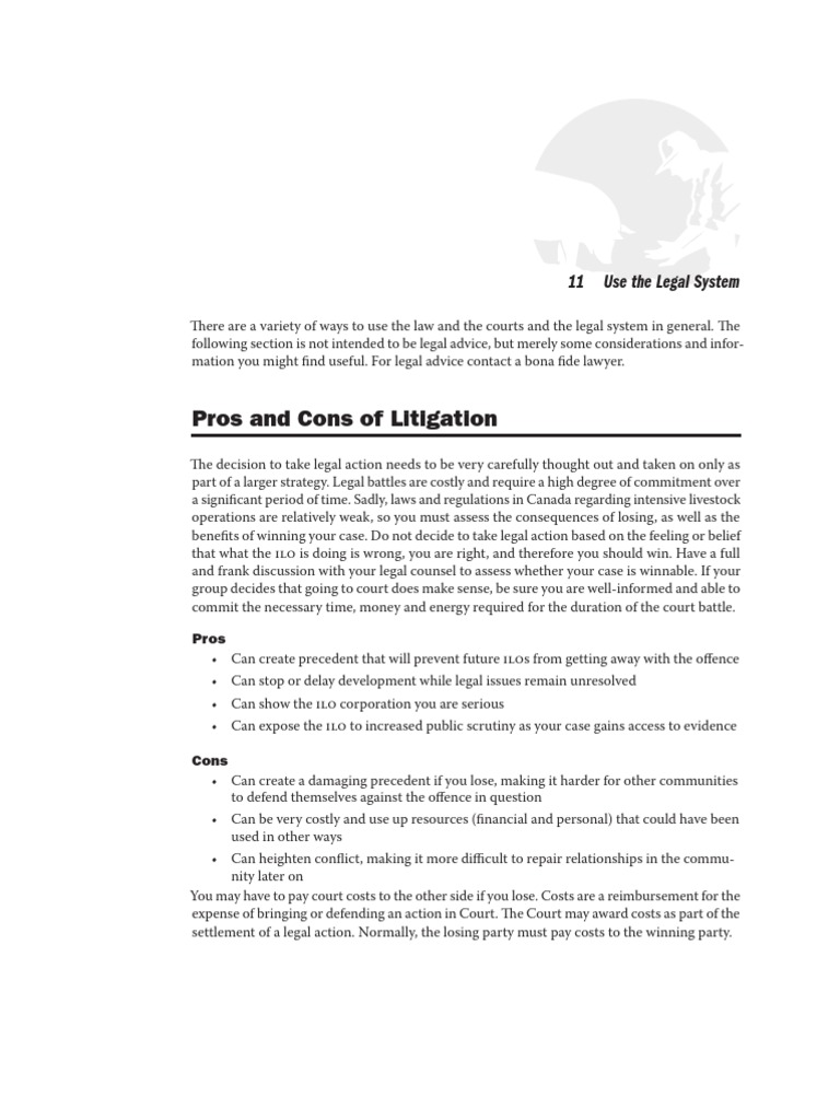 Pros And Cons Of Litigation