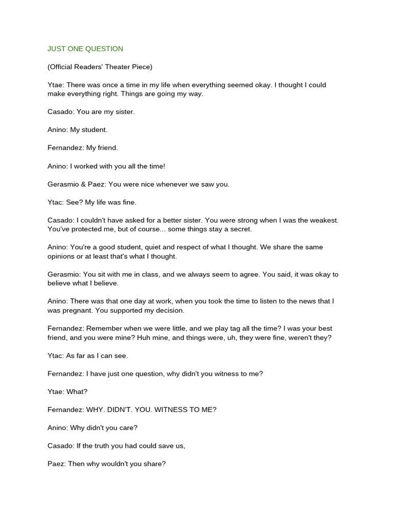 Just one question pdf