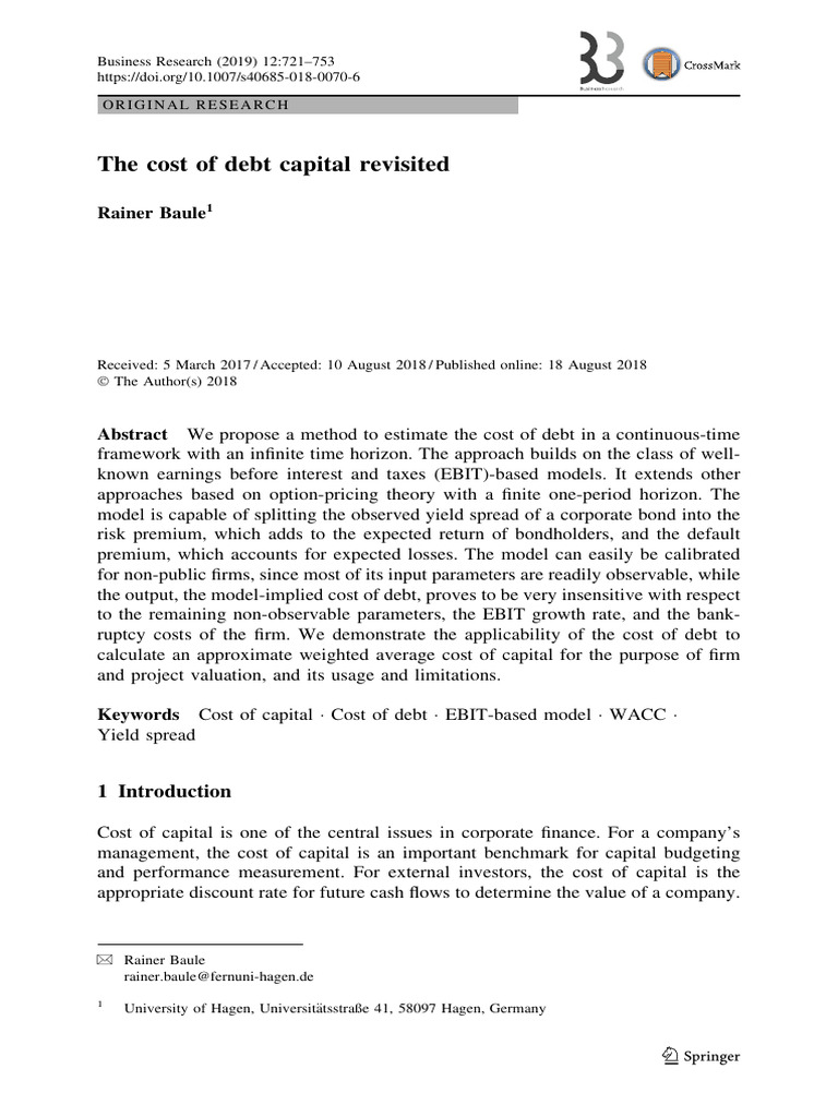 Estimating Cost of Debt Capital | PDF | Cost Of Capital | Business