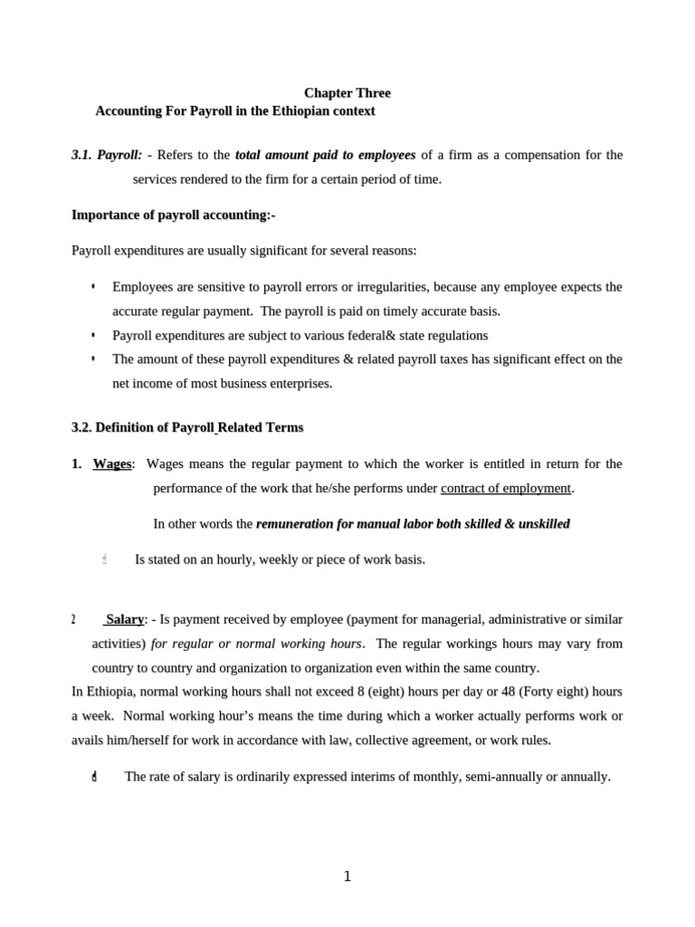 CH 3 Payroll System in Ethiopia, New | PDF