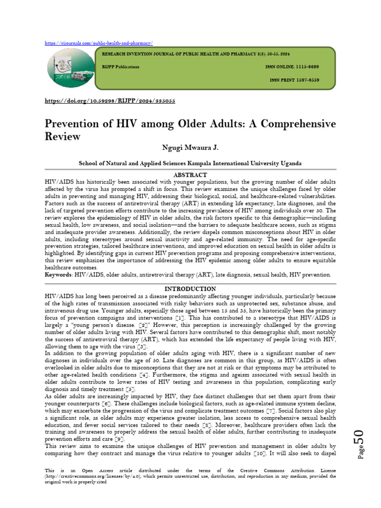 HIV Prevention in Older Adults: Challenges & Strategies | PDF | Hiv ...