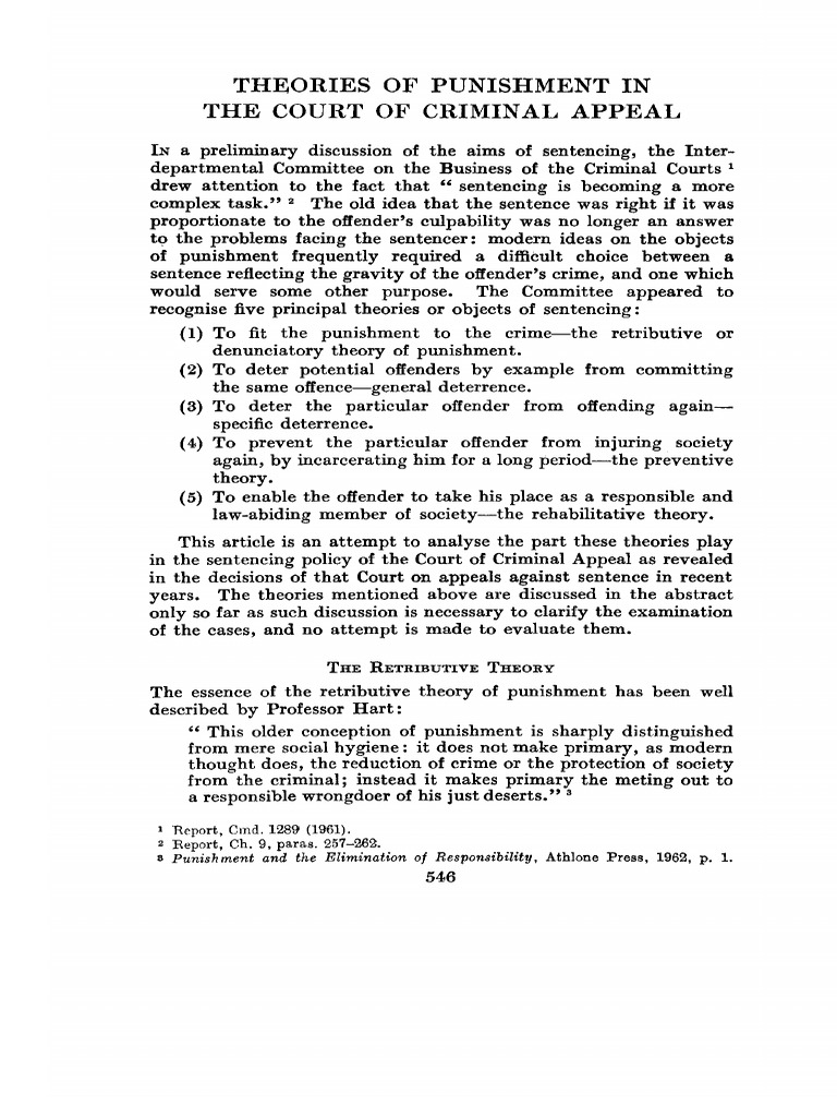Theories of Punishment in Criminal Law | PDF
