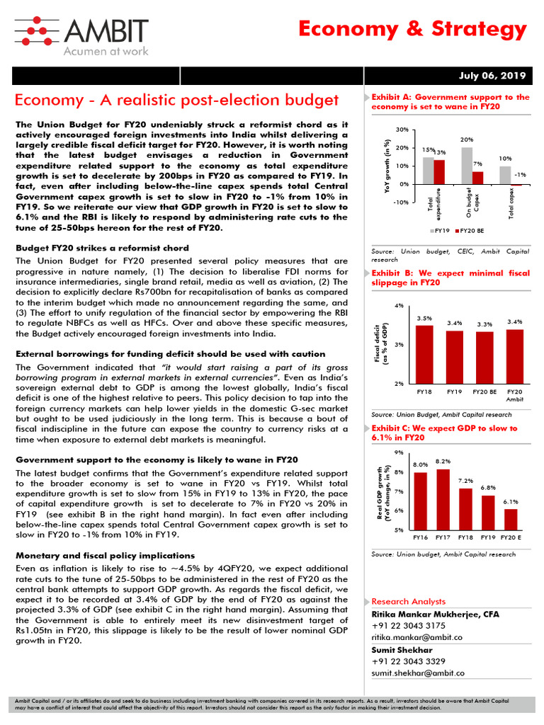 Economy & Strategy: Economy - A Realistic Post-Election Budget | PDF