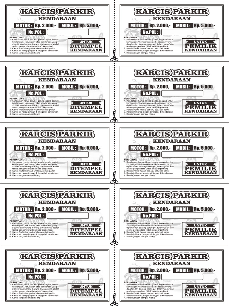 Karcis Parkir PRINT | PDF