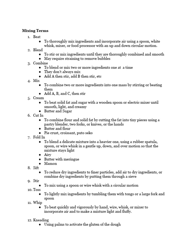 Cooking and Mixing Terms | PDF