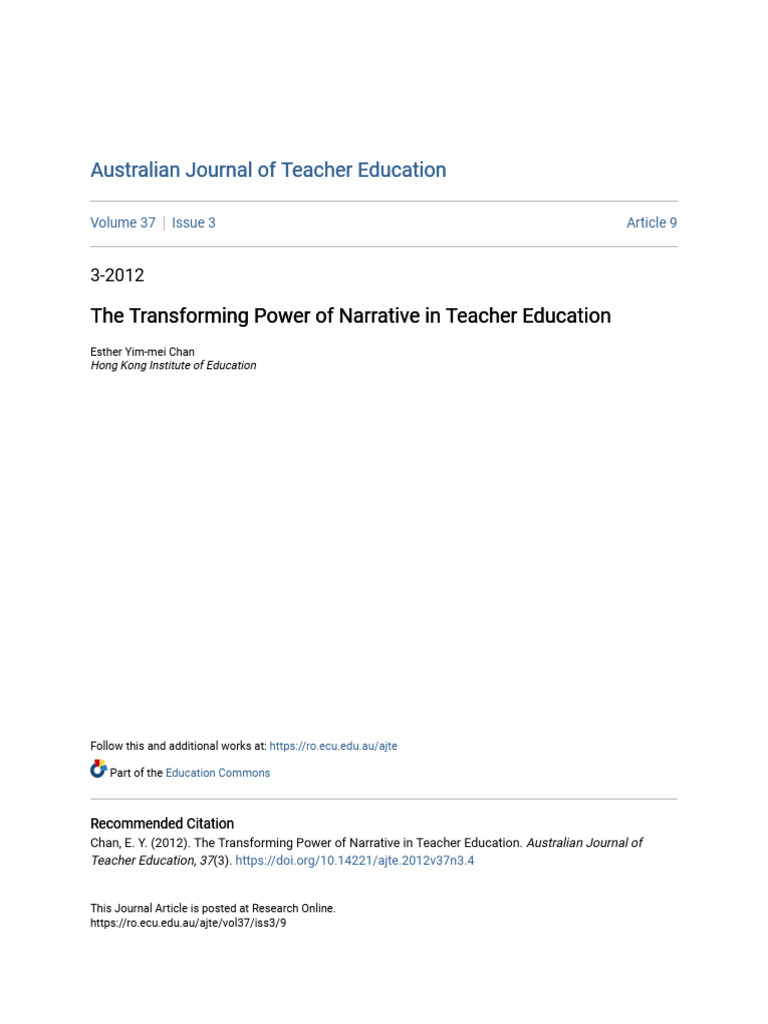 The Transforming Power of Narrative in Teacher Education | PDF
