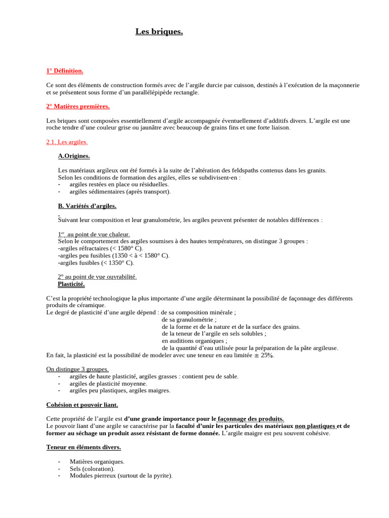 Types et composition des briques | PDF | Argile | Brique