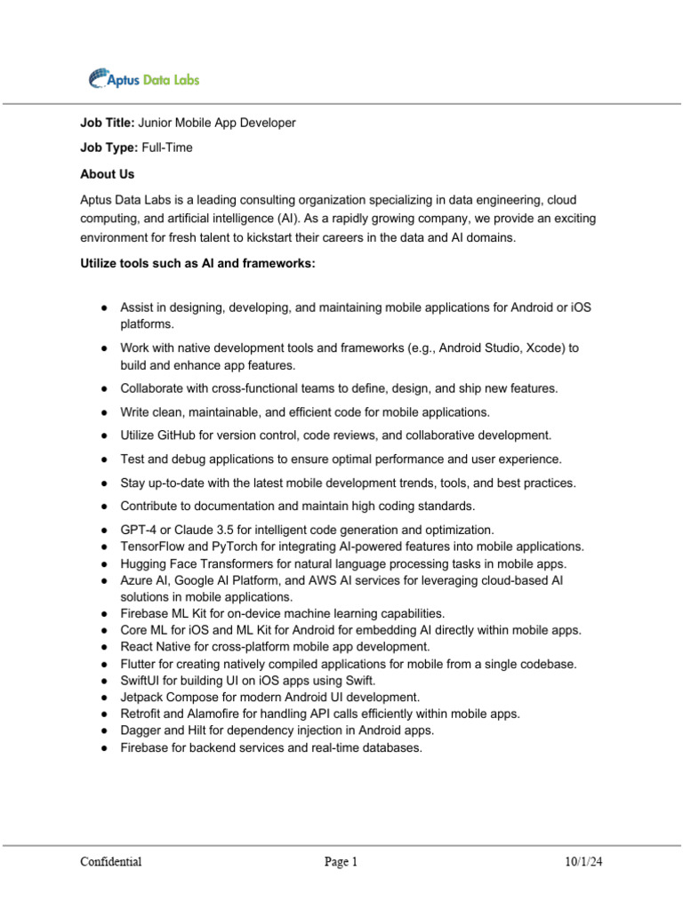 Junior Mobile App Developer | PDF