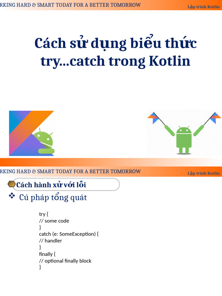 29-Cách sử dụng biểu thức try... catch trong Kotlin | PDF