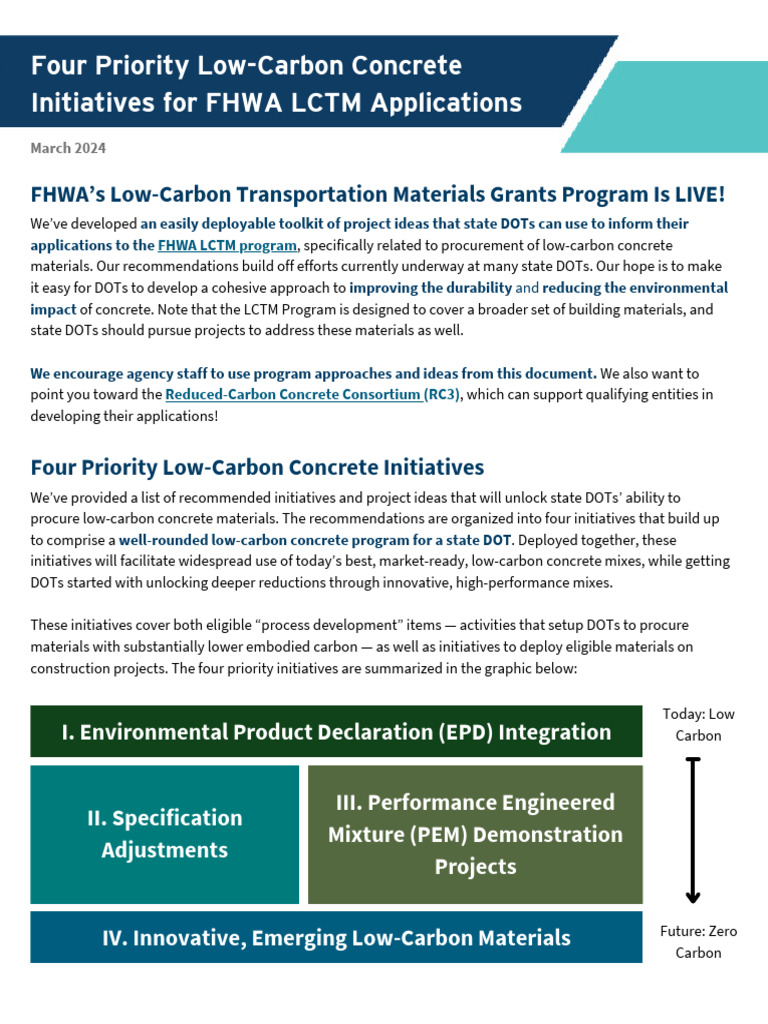 Low Carbon Concrete For DOTs | PDF