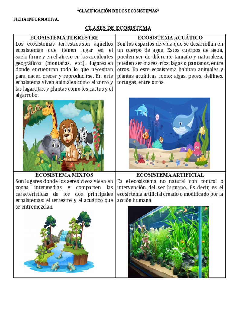 Clasificación de Ecosistemas Terrestres y Acuáticos | PDF | Ecosistema ...