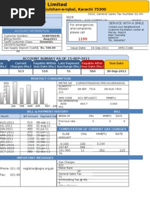 Sui Gas Bill