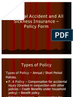Personal Accident and All Sickness Insurance - Policy
