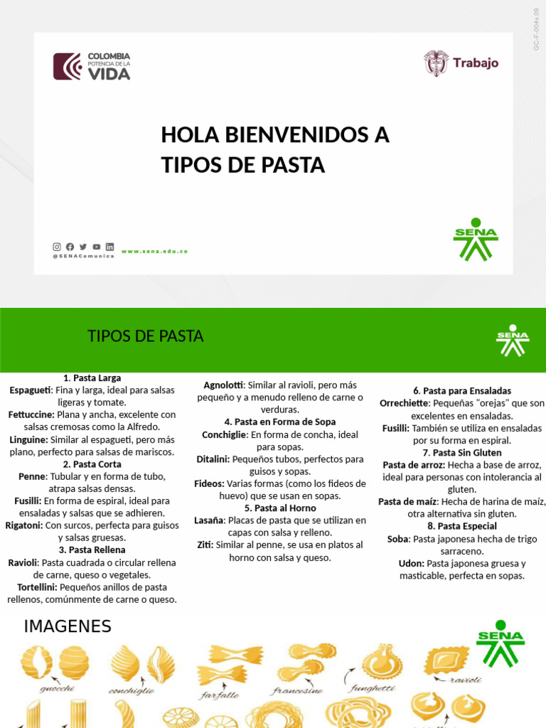 Tipos de Pasta | PDF | Cocinando | Pasta